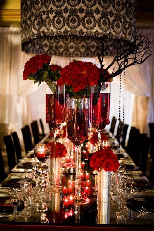 déco mariage rouge complément/deco-table-rouge-noire